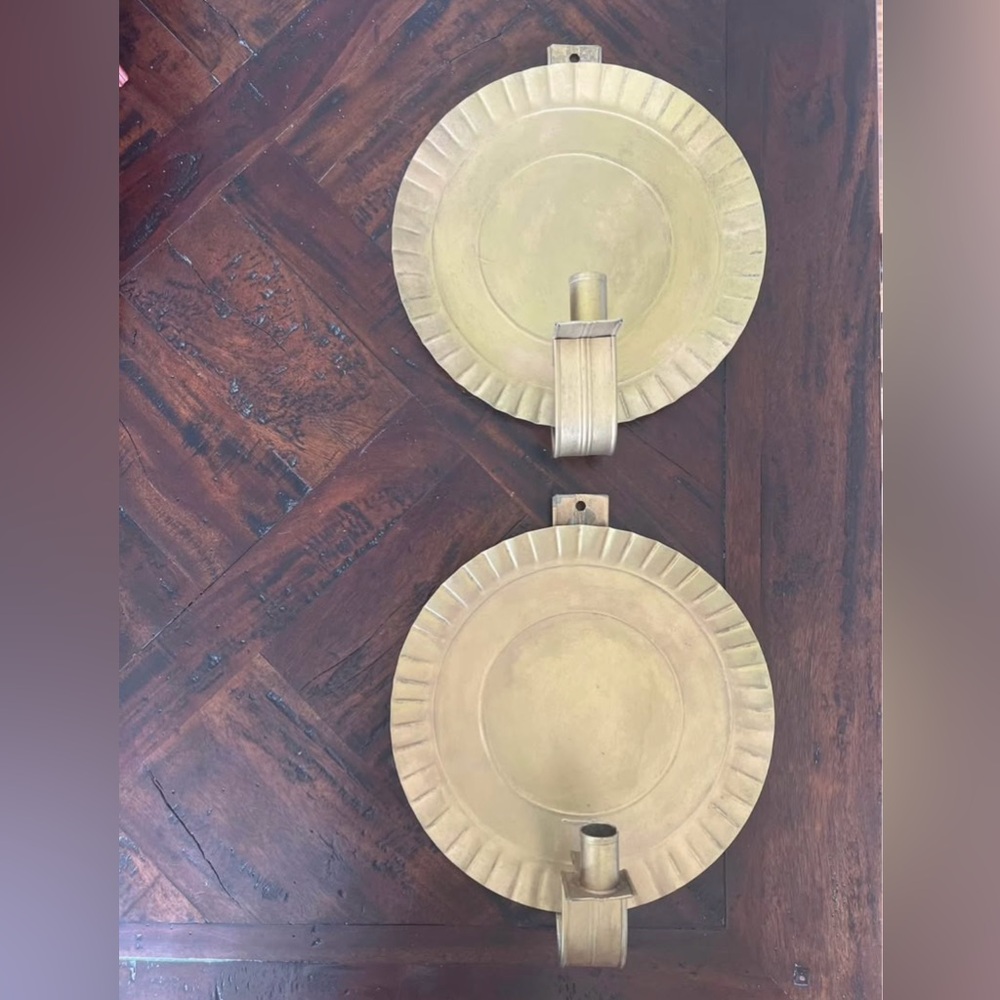Vintage Gold Primitive Candle Sconces